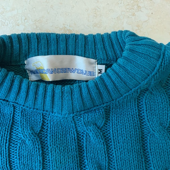 Teal Cable Knit Sweater American Crew Medium - Picture 2 of 3